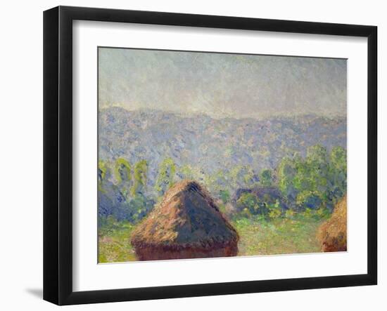 The Haystacks Or, the End of the Summer, at Giverny, 1891-Claude Monet-Framed Giclee Print