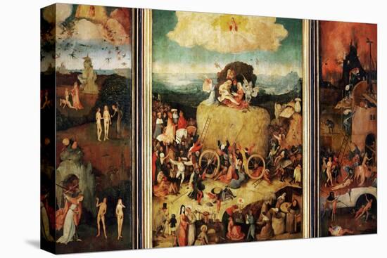 The Haywain, Triptych, circa 1485-90-Hieronymus Bosch-Stretched Canvas