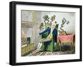 The Head Ache, Satirical Cartoon-George Cruikshank-Framed Giclee Print