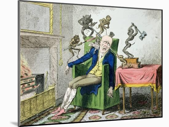 The Head Ache, Satirical Cartoon-George Cruikshank-Mounted Giclee Print