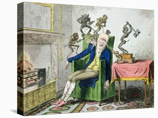 The Head Ache, Satirical Cartoon-George Cruikshank-Stretched Canvas