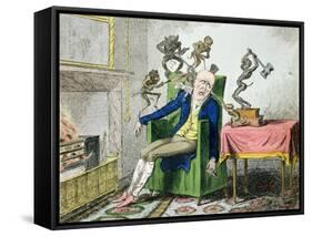 The Head Ache, Satirical Cartoon-George Cruikshank-Framed Stretched Canvas