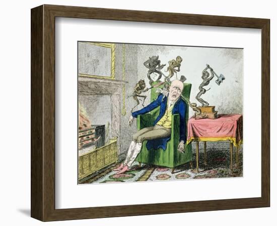 The Head Ache, Satirical Cartoon-George Cruikshank-Framed Giclee Print