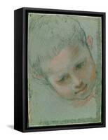 The Head of a Boy, C.1586-89 Black, Red, White and Flesh Toned Chalk)-Federico Fiori Barocci or Baroccio-Framed Stretched Canvas