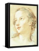 The Head of a Girl Looking to the Left-Charles Joseph Natoire-Framed Stretched Canvas