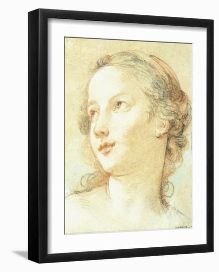 The Head of a Girl Looking to the Left-Charles Joseph Natoire-Framed Giclee Print