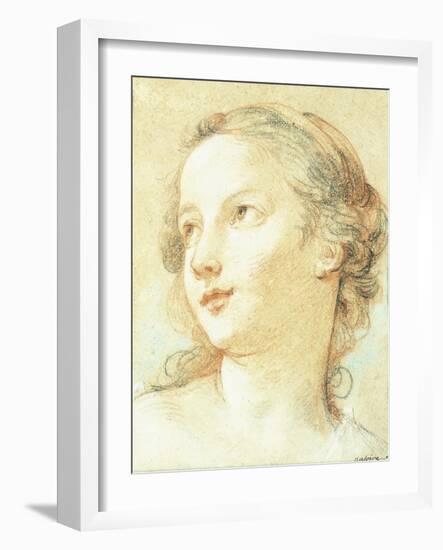 The Head of a Girl Looking to the Left-Charles Joseph Natoire-Framed Giclee Print