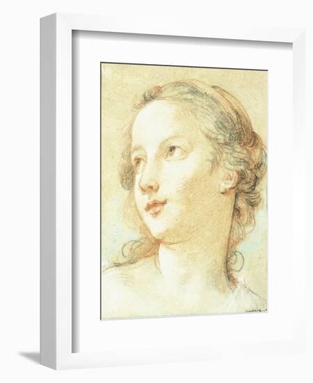 The Head of a Girl Looking to the Left-Charles Joseph Natoire-Framed Giclee Print