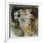 The Head of a Lion (Watercolour on Paper)-Ferdinand Victor Eugene Delacroix-Framed Giclee Print