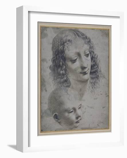 The Head of a Woman and the Head of a Baby-Leonardo da Vinci-Framed Giclee Print