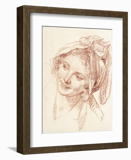 The Head of a Young Girl Inclined to the Left-Jean-Baptiste Greuze-Framed Giclee Print