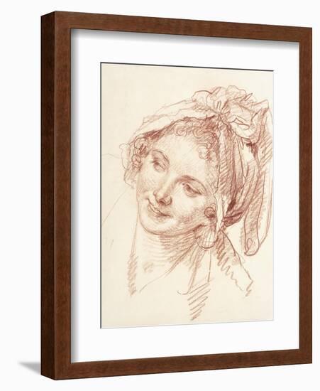 The Head of a Young Girl Inclined to the Left-Jean-Baptiste Greuze-Framed Giclee Print