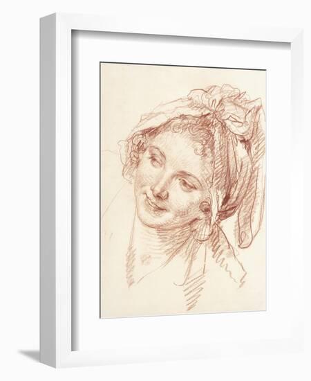 The Head of a Young Girl Inclined to the Left-Jean-Baptiste Greuze-Framed Giclee Print