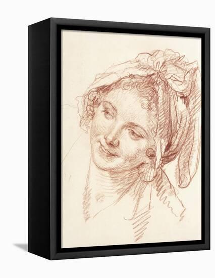 The Head of a Young Girl Inclined to the Left-Jean-Baptiste Greuze-Framed Stretched Canvas