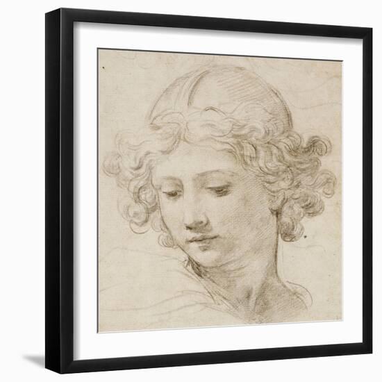 The Head of an Angel, Looking Down to the Left-Pietro da Cortona-Framed Giclee Print