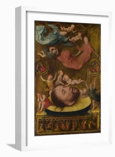 The Head of Saint John the Baptist, with Mourning Angels and Putti, Early 16th C-Jan Mostaert-Framed Giclee Print