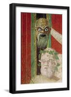 The Head of the Elderly Silenus, under a Silenus Mask, East Wall, Oecus 5, 60-50 BC-null-Framed Giclee Print