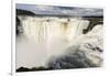 The headwater of Iguazu Falls with a rainbow from the Argentinian-James White-Framed Photographic Print