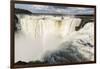 The headwater of Iguazu Falls with a rainbow from the Argentinian-James White-Framed Photographic Print