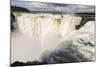 The headwater of Iguazu Falls with a rainbow from the Argentinian-James White-Mounted Photographic Print