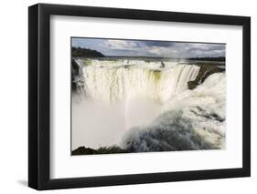 The headwater of Iguazu Falls with a rainbow from the Argentinian-James White-Framed Photographic Print