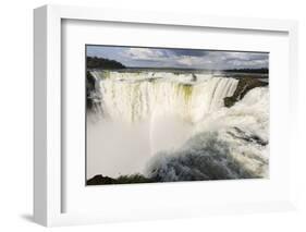 The headwater of Iguazu Falls with a rainbow from the Argentinian-James White-Framed Photographic Print