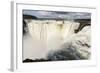 The headwater of Iguazu Falls with a rainbow from the Argentinian-James White-Framed Photographic Print