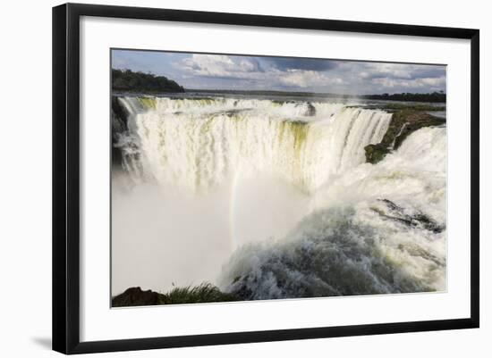 The headwater of Iguazu Falls with a rainbow from the Argentinian-James White-Framed Photographic Print