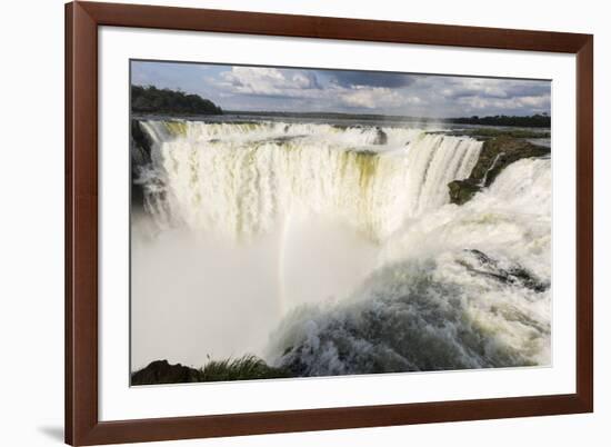 The headwater of Iguazu Falls with a rainbow from the Argentinian-James White-Framed Photographic Print