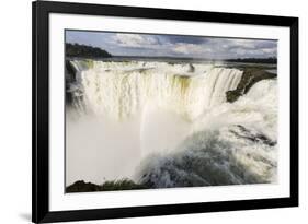 The headwater of Iguazu Falls with a rainbow from the Argentinian-James White-Framed Photographic Print