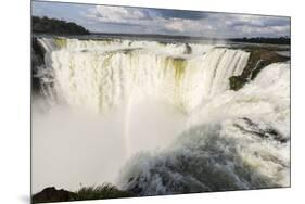 The headwater of Iguazu Falls with a rainbow from the Argentinian-James White-Mounted Photographic Print