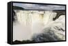 The headwater of Iguazu Falls with a rainbow from the Argentinian-James White-Framed Stretched Canvas