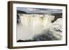 The headwater of Iguazu Falls with a rainbow from the Argentinian-James White-Framed Photographic Print