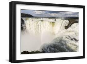 The headwater of Iguazu Falls with a rainbow from the Argentinian-James White-Framed Photographic Print