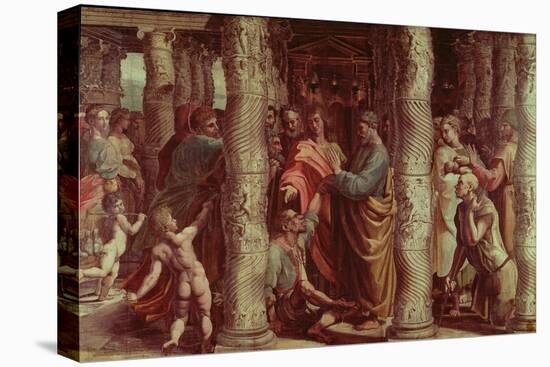 The Healing of the Lame Man (Sketch for the Sistine Chapel) (Pre-Restoration)-Raphael-Stretched Canvas