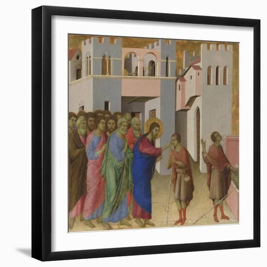 The Healing of the Man Born Blind, Ca 1308-1311-Duccio di Buoninsegna-Framed Premium Giclee Print