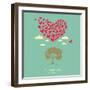 The Heart of the Birds. Love Colorful Card. Can Be Used for Postcard, Valentine Card, Wedding Invit-Mrs Opossum-Framed Art Print