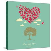 The Heart of the Birds. Love Colorful Card. Can Be Used for Postcard, Valentine Card, Wedding Invit-Mrs Opossum-Stretched Canvas