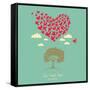 The Heart of the Birds. Love Colorful Card. Can Be Used for Postcard, Valentine Card, Wedding Invit-Mrs Opossum-Framed Stretched Canvas