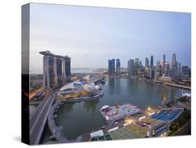 The Helix Bridge and Marina Bay Sands, Elevated View over Singapore, Marina Bay, Singapore-Gavin Hellier-Stretched Canvas