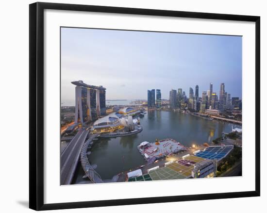 The Helix Bridge and Marina Bay Sands, Elevated View over Singapore, Marina Bay, Singapore-Gavin Hellier-Framed Photographic Print