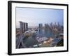 The Helix Bridge and Marina Bay Sands, Elevated View over Singapore, Marina Bay, Singapore-Gavin Hellier-Framed Photographic Print