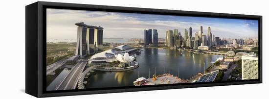 The Helix Bridge and Marina Bay Sands, Elevated View Over  Singapore. Marina Bay, Singapore-Gavin Hellier-Framed Stretched Canvas