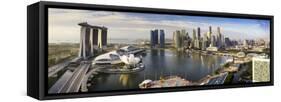 The Helix Bridge and Marina Bay Sands, Elevated View Over  Singapore. Marina Bay, Singapore-Gavin Hellier-Framed Stretched Canvas