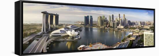 The Helix Bridge and Marina Bay Sands, Elevated View Over  Singapore. Marina Bay, Singapore-Gavin Hellier-Framed Stretched Canvas