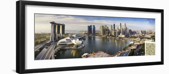 The Helix Bridge and Marina Bay Sands, Elevated View Over  Singapore. Marina Bay, Singapore-Gavin Hellier-Framed Photographic Print