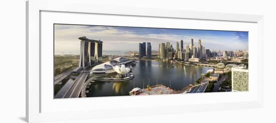 The Helix Bridge and Marina Bay Sands, Elevated View Over  Singapore. Marina Bay, Singapore-Gavin Hellier-Framed Photographic Print