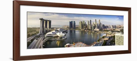 The Helix Bridge and Marina Bay Sands, Elevated View Over  Singapore. Marina Bay, Singapore-Gavin Hellier-Framed Photographic Print