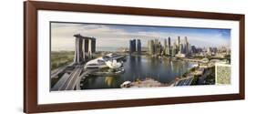 The Helix Bridge and Marina Bay Sands, Elevated View Over  Singapore. Marina Bay, Singapore-Gavin Hellier-Framed Photographic Print