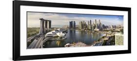 The Helix Bridge and Marina Bay Sands, Elevated View Over  Singapore. Marina Bay, Singapore-Gavin Hellier-Framed Photographic Print